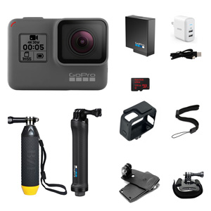GoPro contents including case, charger, and accessories