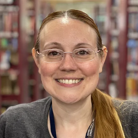 Assistant librarian Stephanie Larkins
